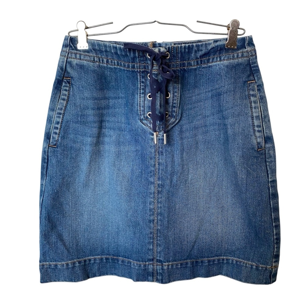Made and Loved Ann Taylor Loft Lace up Denim Skirt Size 0